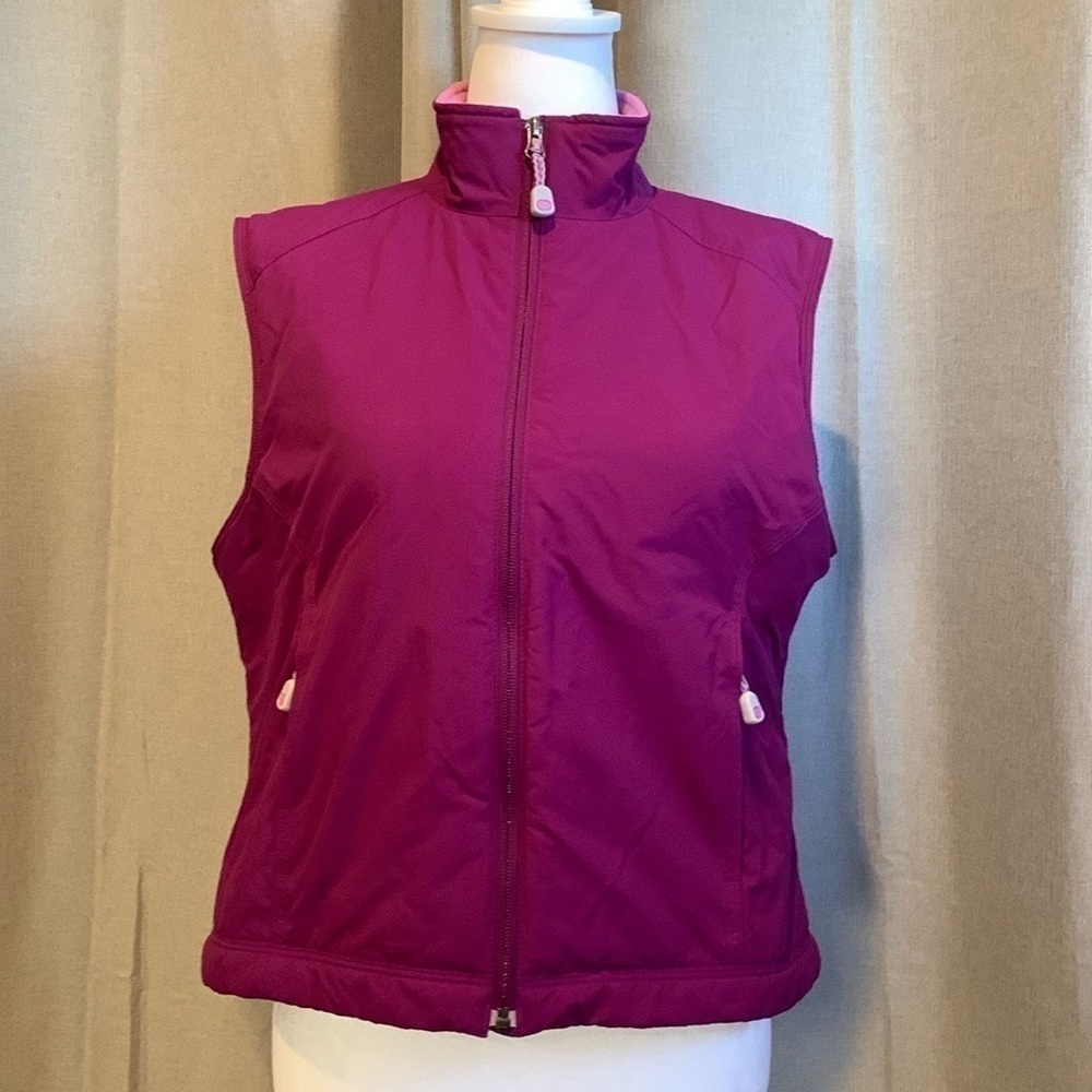 L.L.Bean Purple Full Zip Fleece Lined Vest Size Medium Petite